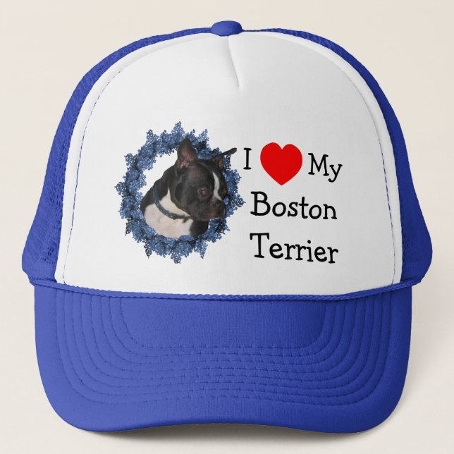 I Love Heart My Boston Terrier Dog Hat (Front)