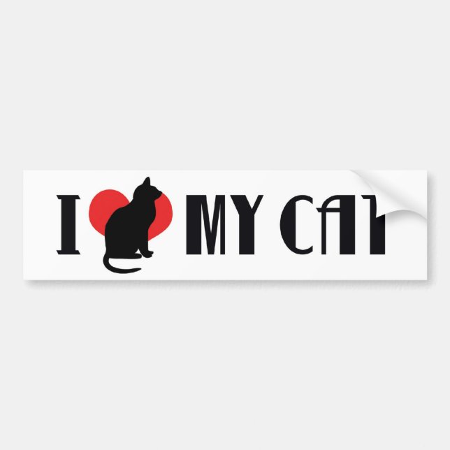 I Love Heart My Cat - Cat Lover Bumper Sticker (Front)