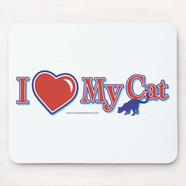 I Love Heart My Cat Mouse Pad (Front)