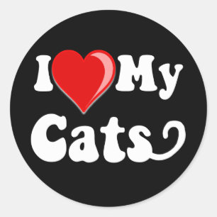 I Love (Heart) My Cats Classic Round Sticker