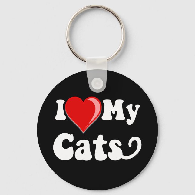 I Love (Heart) My Cats Keychain (Front)