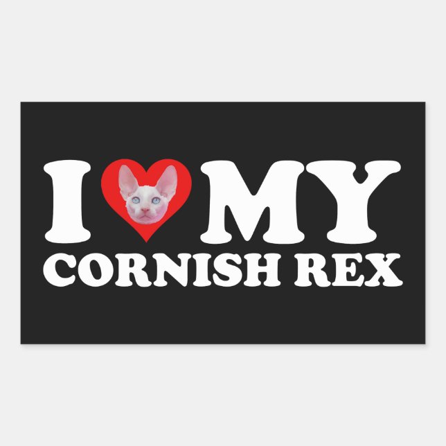 I Love (Heart) My Cornish Rex Sticker (Front)