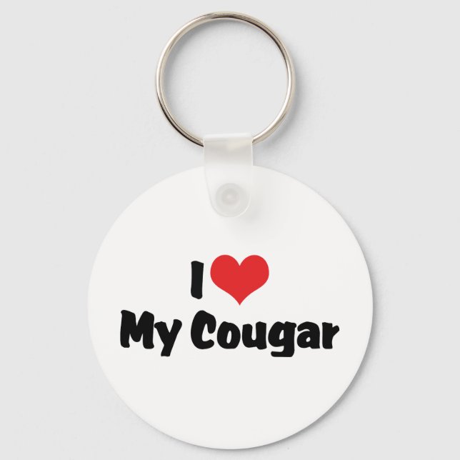 I Love Heart My Cougar Keychain (Front)