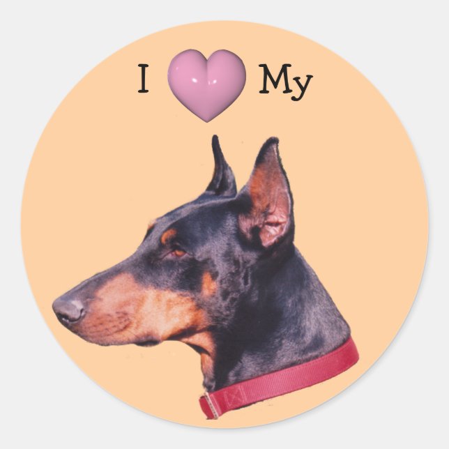 I Love Heart My Doberman Dog Sticker (Devant)