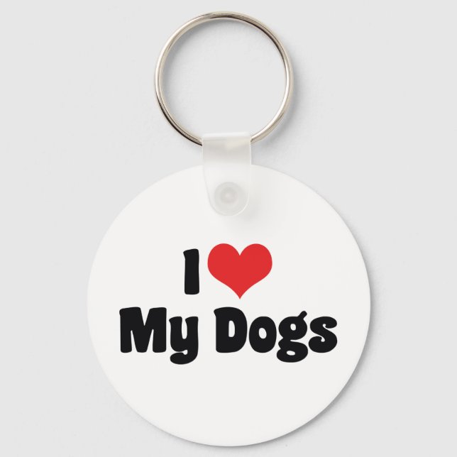 I Love Heart My Dogs - Animal Lover Keychain (Front)