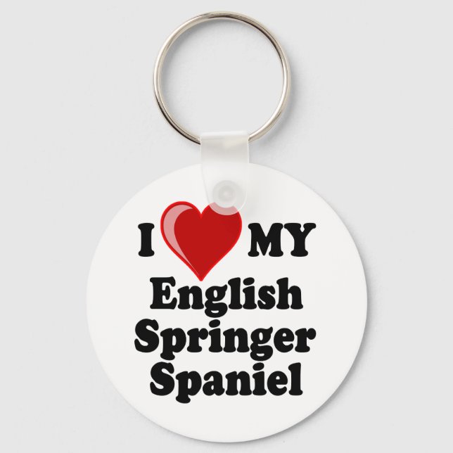 I Love (Heart) My English Springer Spaniel Dog Keychain (Front)