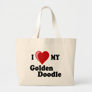 I Love (Heart) My Golden Doodle Dog Large Tote Bag