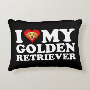 I Love (Heart) My Golden Retriever Accent Pillow