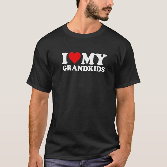 I LOVE HEART MY GRANDKIDS GRANDCHILDREN GRAND DAUG T-Shirt (Front)