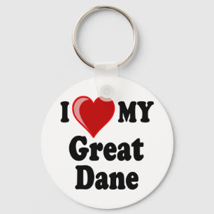 I Love (Heart) My Great Dane Dog Keychain