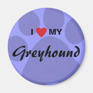 I Love (Heart) My Greyhound Paw Print Magnet