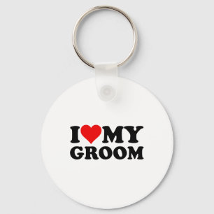 I Love Heart My Groom Husband Fiance Keychain