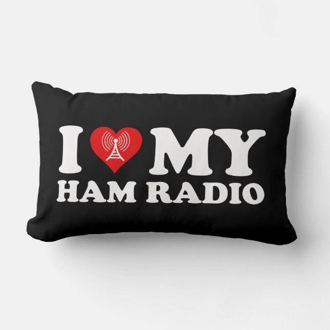 I Love (Heart) My Ham Radio Lumbar Pillow (Front)