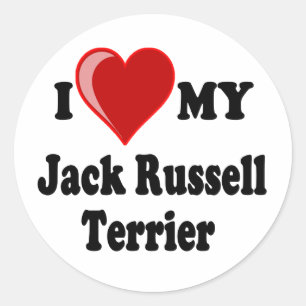 I Love (Heart) My Jack Russell Terrier Dog Classic Round Sticker