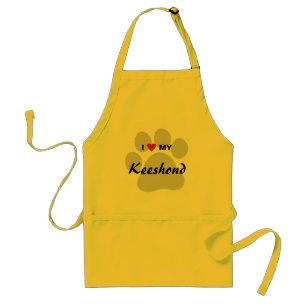 I Love (Heart) My Keeshond Pawprint Standard Apron