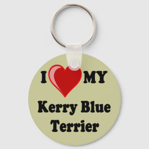 I Love (Heart) My Kerry Blue Terrier Dog Keychain