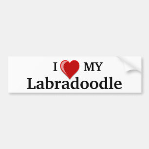 I Love (Heart) My Labradoodle Dog Bumper Sticker