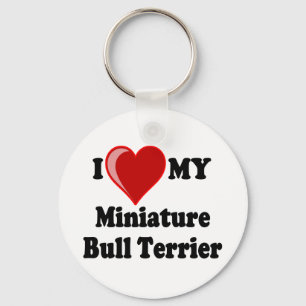 I Love (Heart) My Miniature Bull Terrier Dog Keychain