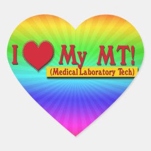 I LOVE (HEART) MY MLT! MEDICAL LAB TECH HEART STICKER
