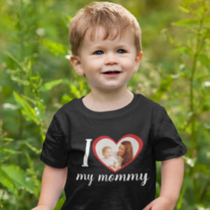 I love heart my mommy custom photo black baby T-Shirt