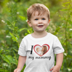 I love heart my mommy custom photo white baby T-Shirt