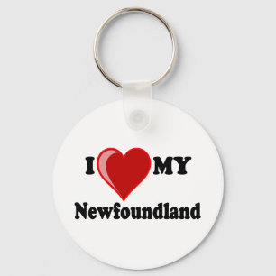 I Love (Heart) My Newfoundland Dog Keychain