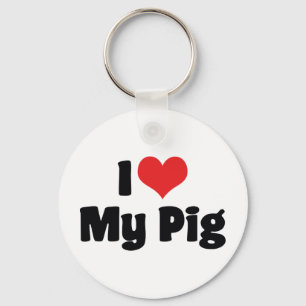 I Love Heart My Pig Keychain