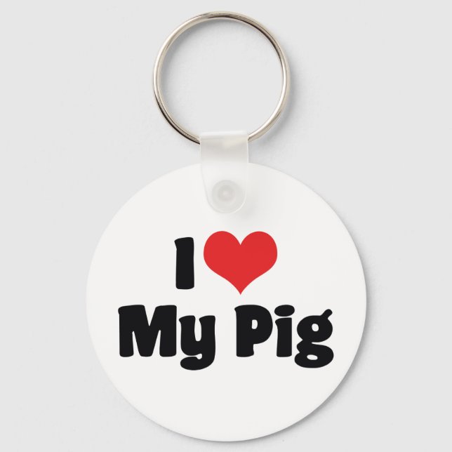 I Love Heart My Pig Keychain (Front)