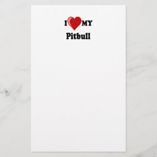 I Love (Heart) My Pitbull Dog Stationery
