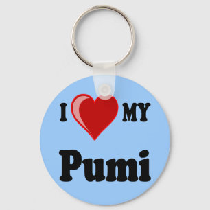 I Love (Heart) My Pumi Dog Keychain