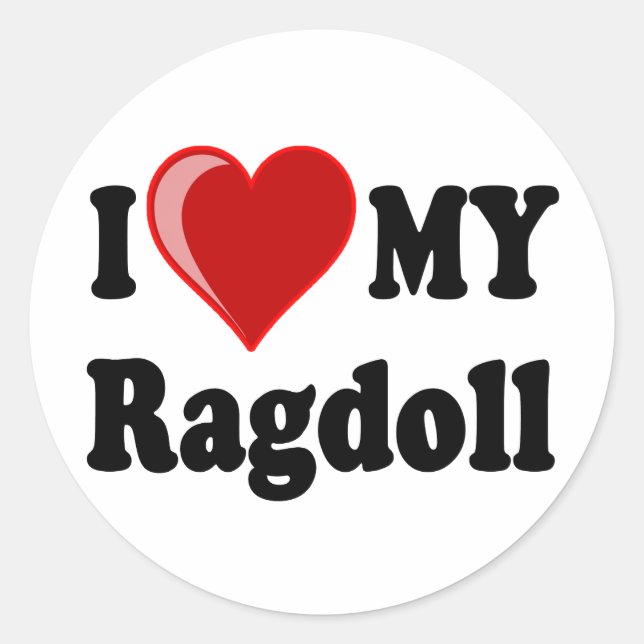 I Love (Heart) My Ragdoll Cat Classic Round Sticker (Front)