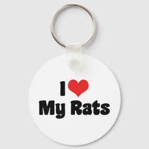 I Love Heart My Rats - Pet Rat Lover Keychain