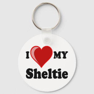 I Love (Heart) My Sheltie Dog Keychain