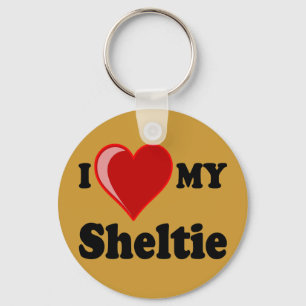 I Love (Heart) My Sheltie Dog Keychain
