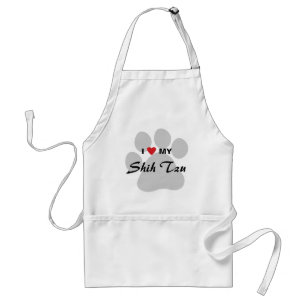 I Love (Heart) My Shih Tzu Pawprint Standard Apron