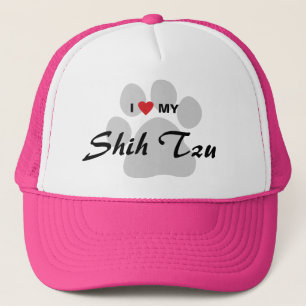 I Love (Heart) My Shih Tzu Pawprint Trucker Hat