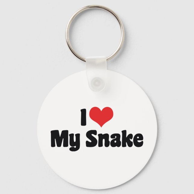 I Love Heart My Snake - Snake Lover Keychain (Front)