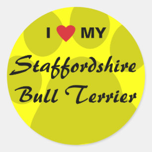 I Love (Heart) My Staffordshire Bull Terrier Classic Round Sticker