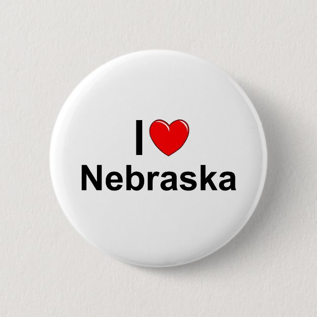 I Love (Heart) Nebraska 2 Inch Round Button (Front)