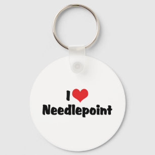 I Love Heart Needlepoint Keychain