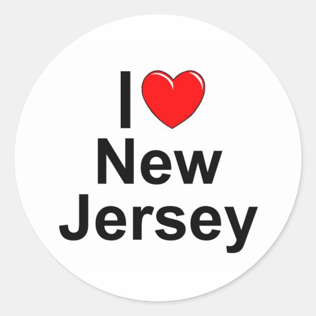 I Love (Heart) New Jersey Classic Round Sticker (Front)