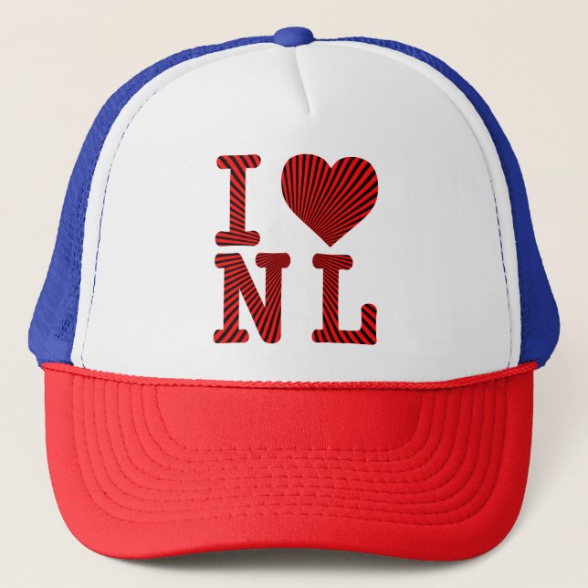 I LOVE HEART NL TRUCKER HAT (Front)