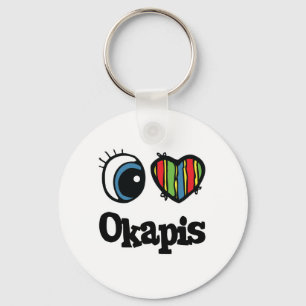 I Love (Heart) Okapis Keychain