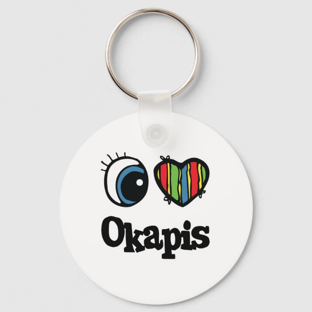 I Love (Heart) Okapis Keychain (Front)