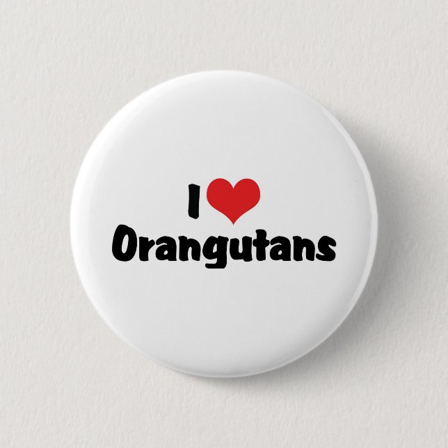 I Love Heart Orangutans 2 Inch Round Button (Front)
