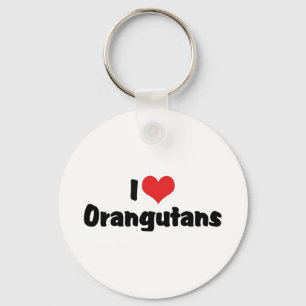 I Love Heart Orangutans Keychain