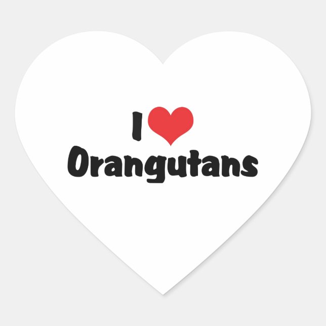 I Love Heart Orangutans Sticker (Front)