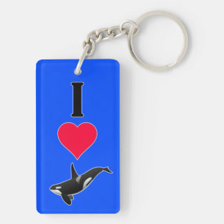 I Love (Heart) Orca Killer Whales Cute Sea Life Keychain