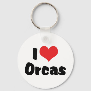 I Love Heart Orcas - Killer Whale Lover Keychain