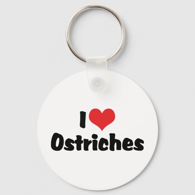I Love Heart Ostriches - Ostrich Lover Keychain (Front)